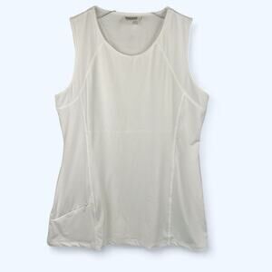 Athleta Tank Top with Zipper Pocket Vented Sleeveless White Medium
